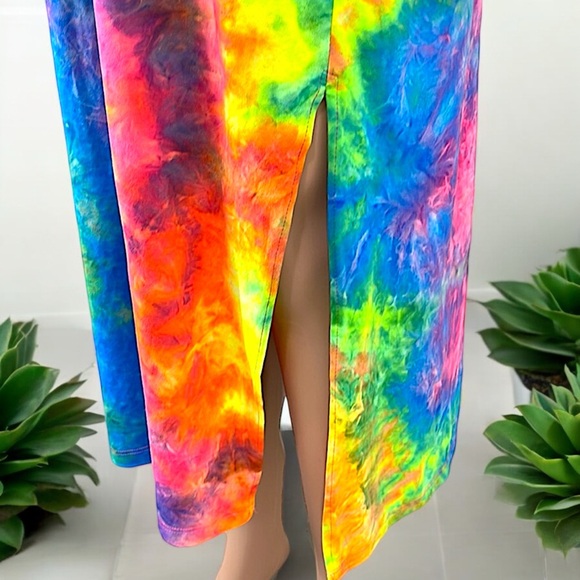 Win Win Fun In The Sun Tie Dye Long Tee Shirt Cover-Up Dress - Picture 8 of 16